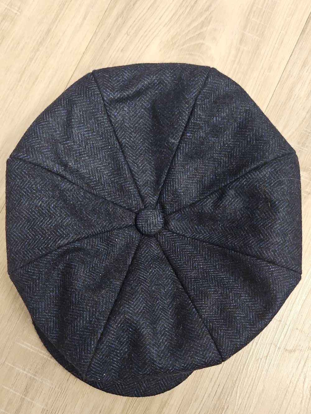 Classic Men's Newsboy Cap in Navy Herringbone
